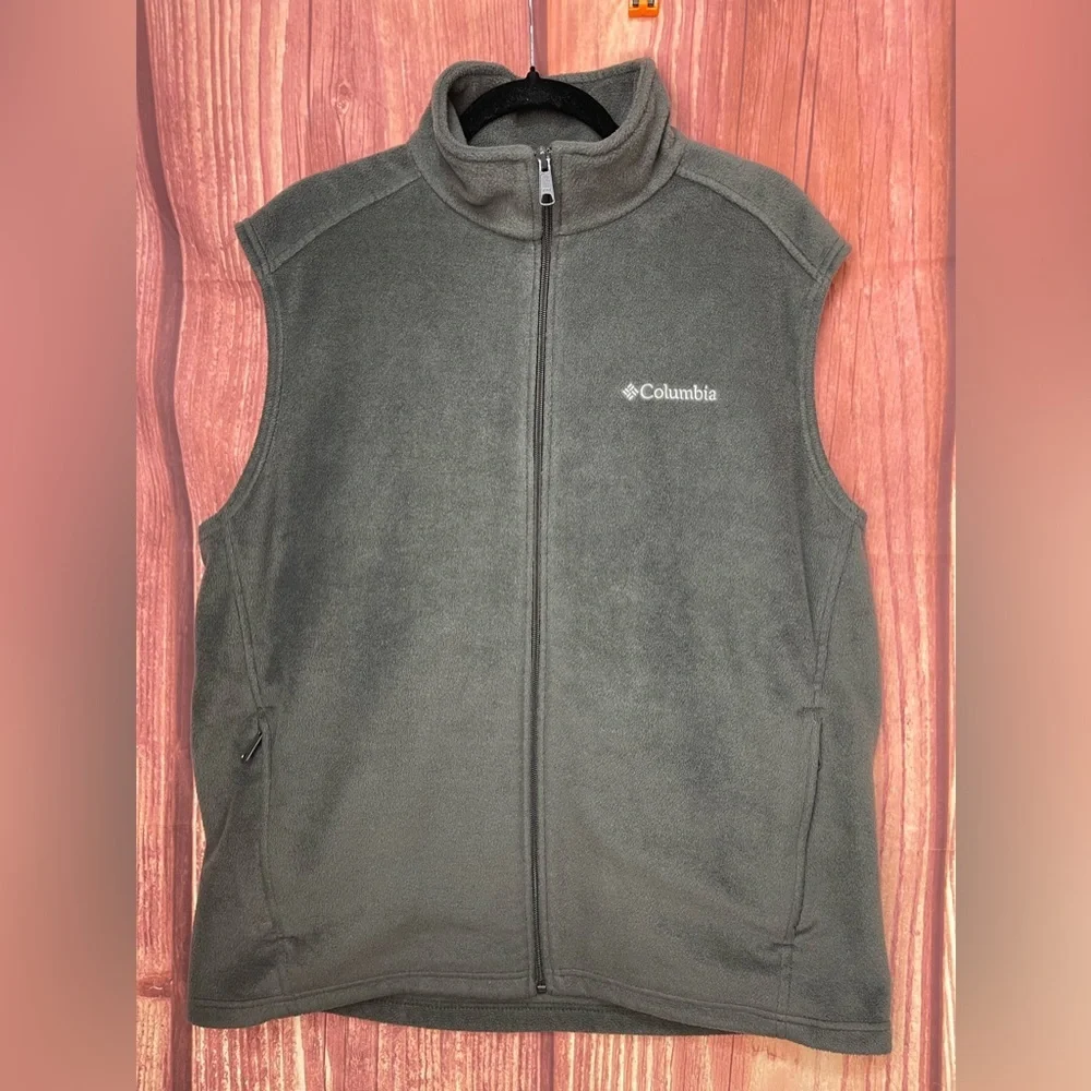 Columbia gray sleeveless warm fleece zipper closure side pockets vest size L - Picture 1 of 12